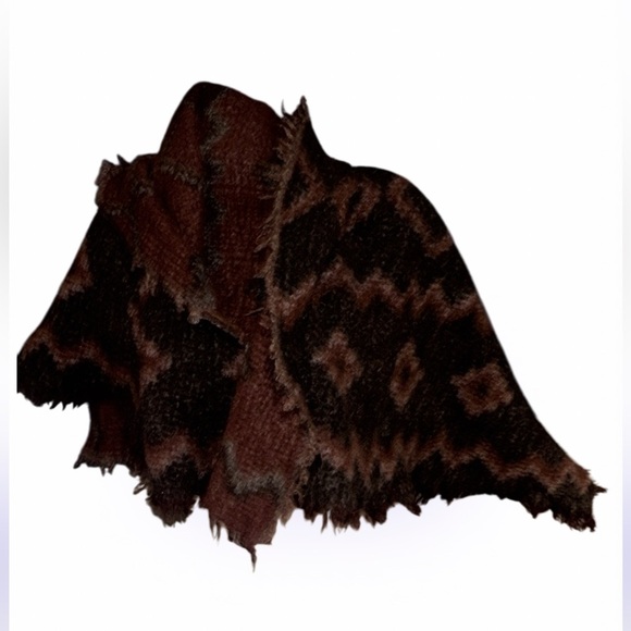 Wilfred Diamond Mosaic wool burgundy grey Reversible Blanket Scarf - Picture 15 of 15